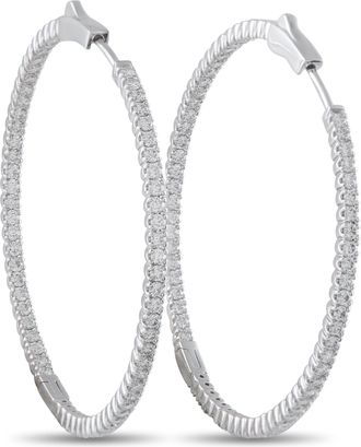 Luxury Bazaar 14K White Gold 2.02ct Diamond Inside-Out Hoop Earrings MF18-111825