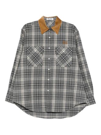 Miu Miu checked-pattern chest-pocket shirt - Grijs
