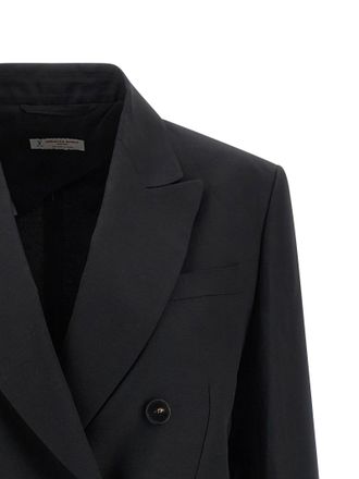 Alberto Biani Viscose-Linen Blend Blazer - Black