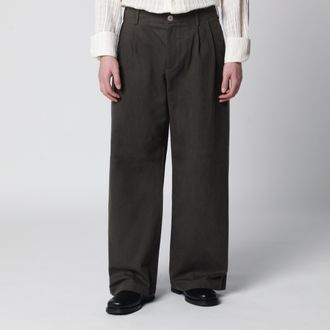 Our Legacy Pantaloni Bridge in cotone patinato color fango anticato