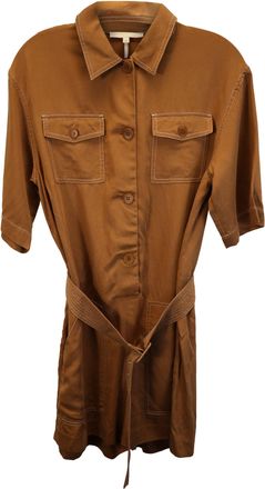 Maje Belted Romper in Brown Cotton