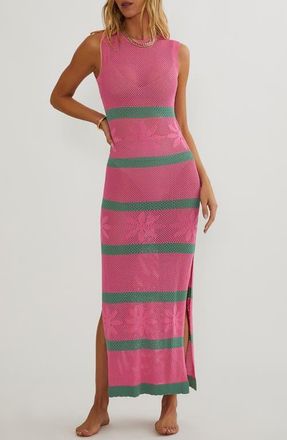 Beach Riot Brigid Sleeveless Cover-Up Maxi Dress in Raspberry Bloom at Nordstrom, Size X-Large