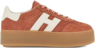 Hogan H698 platform sneakers - women - Calf Suede/Lamb Skin/Calf Leather/Fabric/Rubber - 37.5 - Orange