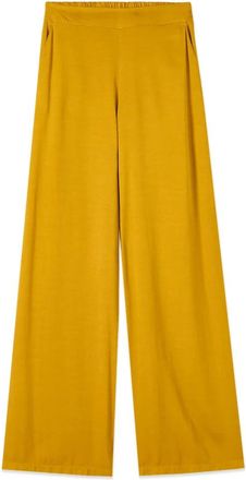 Oltre Wijde linnenmix broek met pijpen - Dames - Wijde Broeken - Geel - L - Linnen - Broeken