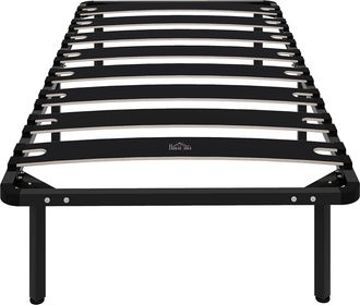 OEM Estructura De Cama 90x190 Cm Con Marco De Acero L&aacute;minas De &Aacute;lamo Y Espacio De Almacenamiento Carga 350 Kg Negro