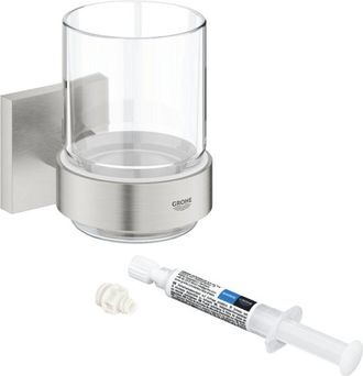 GROHE Vidrio Con Soporte Grohe Start Cube Supersteel + Grohe Quickglue A1 Para Acceso Con Placa De Fijaci&oacute;n