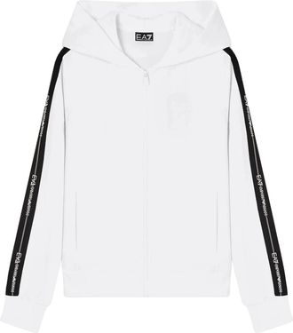 Emporio Armani Logo Series Hooded Sweatshirt - Dames - Vesten met rits - Wit - M - Katoen - Hoodies & sweatvesten