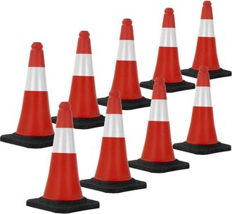 ECD Germany Ecd Germany - 9x Cono De Tr&aacute;fico Obra Pieza De Se&ntilde;alizaci&oacute;n Emergencia Color Rojo Y Blanco 51 Cm De Altura Con Base Pesada Y Robusto Pil&oacute;n De Segurida