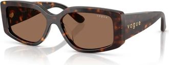 Vogue Sunglasses, female, Brown, 55 MM, Square Havana Sunglasses Brown Dark