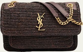 Saint Laurent Niki Medium YSL Raffia Shoulder Bag
