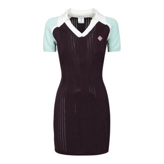 Casablanca Merino Polo Mini Jurk - Dames - Kleedjes - Paars - XS - Wol - Kleedjes
