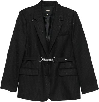 Maje Blazer gessato con cintura - Nero