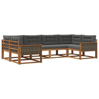vidaXL Conjunto De Sof&aacute;s De Exterior 6 Pcs Natural Y Antracita Vidaxl