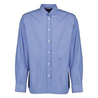 Dior Formal Shirts, male, Blue, Size: XL Embroidered Poplin Shirt