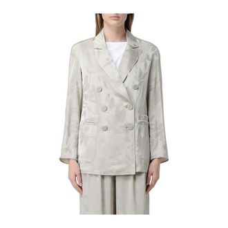 A|X Armani Exchange Blazer doppiopetto in raso damascato - - Jackets - Donna - Grigio - S