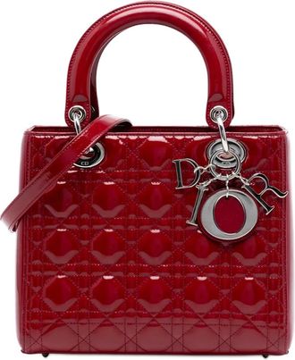 Dior 2012 Medium Patent Cannage Lady Dior satchel - Rood