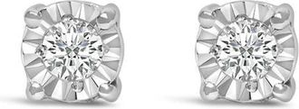 House of Brilliance Silver 1/10 Cttw Lab Grown Diamond Miracle-Set Stud Earrings in White at Nordstrom