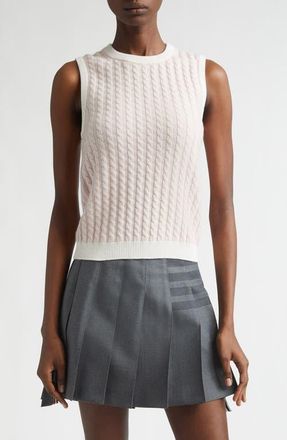 Thom Browne Baby Cable Stitch Cashmere Sweater Shell in Light Pink at Nordstrom, Size 4 Us