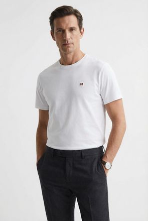 Napapijri T-Shirt NAPAPIJRI SALIS SS SUM SHARK SKIN HCB, Herren, Gr. XL, weiss (hellwei&szlig;), Obermaterial: 100% Baumwolle, unifarben, Rundhals, Shirts T-Shirt, Ku