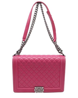 Chanel Pink Calfskin Leather Boy New Shoulder Bag (Authentic Pre-Loved)