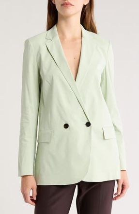 Theory Double Breasted Linen Blend Jacket in Mnt at Nordstrom Rack, Size 00