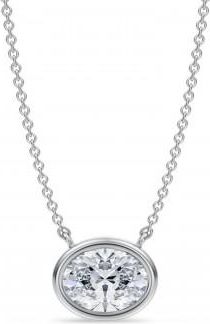 Allurez Oval Lab Diamond Solitaire Pendant Necklace 14K White Gold (1.50ct)