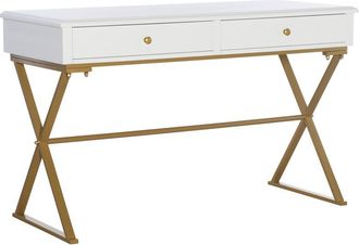 Linon Two-Drawer Campaign Desk, White