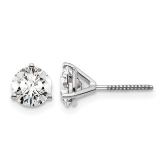 Diamond2Deal 14k White Gold 1 1/2 ct Round Lab Grown Diamond Stud Earrings Screw Back VS Clarity, D-E Color
