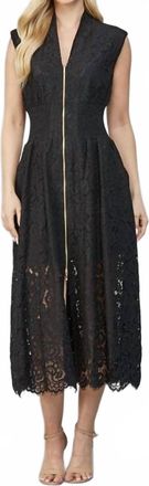 Fate Front Zip Closure Sleeveless Lace Dress In Black