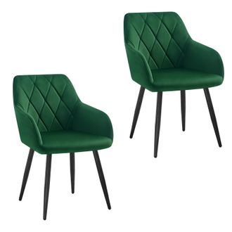 Woltu Sillas De Comedor Silla Reposabrazos Silla Tapizada Con Respaldos Sillas Nordicas Silla Para Comedor Sal&oacute;n Dormitorio Cocina Pasillo Verde Oscuro Terc