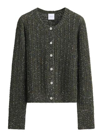 Dior GREEN VIRGIN WOOL AND CASHMERE TWEED CARDIGAN EMBROIDERED WITH SEQUINS - Christian Dior - Woman