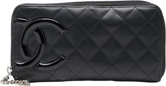 Chanel Black Leather Long Wallet (Bi-Fold) (Pre-Owned)