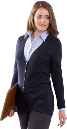 Henbury Fashionable Ladies V Neck Cardigan - Black - Medium