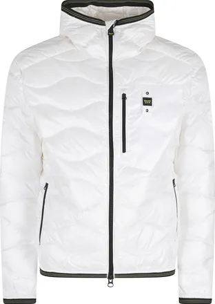 Blauer White Wave Quilted Hooded Elastic Trim Polyester Down Jacket