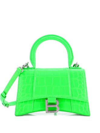 Balenciaga Hourglass Top Handle Bag Crocodile Embossed Leather XS satchel - Groen