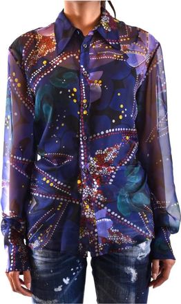 Dsquared2 Shirt - Dames - Overhemden - Blauw - S - Polyester - Overhemden