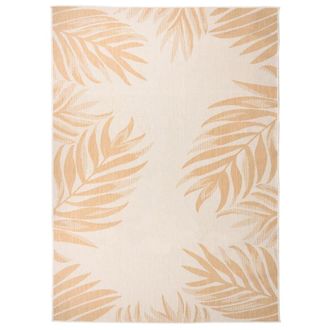 Berkfield Home Outdoor Flatweave Rug 200x280 cm Leaf Pattern in Yellow | Size: 100 cm diameter