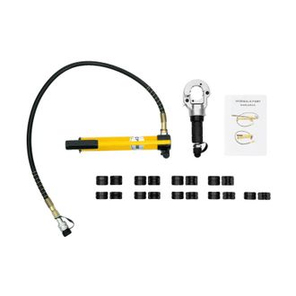 OEM Herramienta De Engaste Hidr&aacute;ulica, Compresi&oacute;n De 6 Toneladas, 9 Tama&ntilde;os De Matrices Incluidos, Color Amarillo