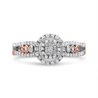 House of Brilliance 14K Rose Gold Plated Silver 1/2 Cttw Diamond Double Frame Cross-Over Engagement Ring in White at Nordstrom, Size 5