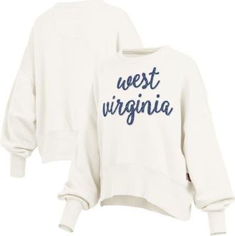 Pressbox Womens Pressbox Cream West Virginia Mountaineers Oversized Chelsea Waist Length Pullover Sweatshirt at Nordstrom, Size Xx-Large