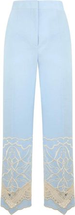 Alberta Ferretti Losse Broek - Dames - Broeken - Blauw - Maat: S Linnen