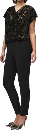 Joseph Ribkoff Silky Knit And Foiled Velvet Jumpsuit In Black/gold