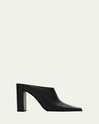 Alaia Leather Square-Toe Mules