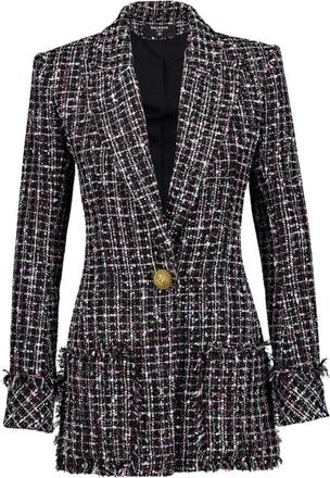 Balmain Luxe Tweed Jas met Gouden Knopen - Dames - Blazers - Zwart - 2XS - Tweed - Jassen