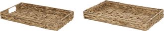 Beliani Conjunto De 2 Bandejas Decorativas Boho Joyero Tejido Jacinto De Agua Claro Kontum
