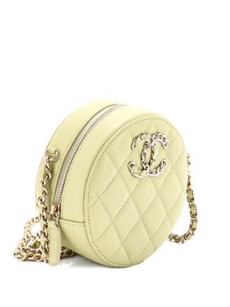 Chanel French New Wave Round Clutch with Chain Quilted Caviar crossbody bag - Giallo
