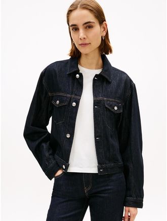 Tommy Hilfiger Womens Pleated Denim Jacket - Navy - 10