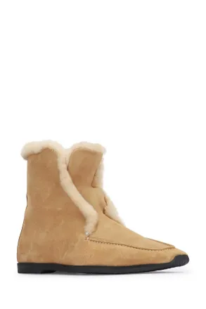 Toteme Womens Shearling-Edge Winter Boots Caramelecru Stivali