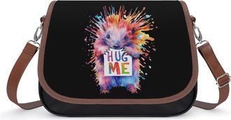 Generic Porcupine Pigs Hug Me Leather Crossbody Bags for Women Messenger Handbag Purse Shoulder Bag