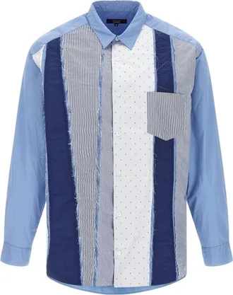 Comme Des Gar&ccedil;ons Overhemden, Heren, Blauw, L, Katoen, Patchwork Shirt